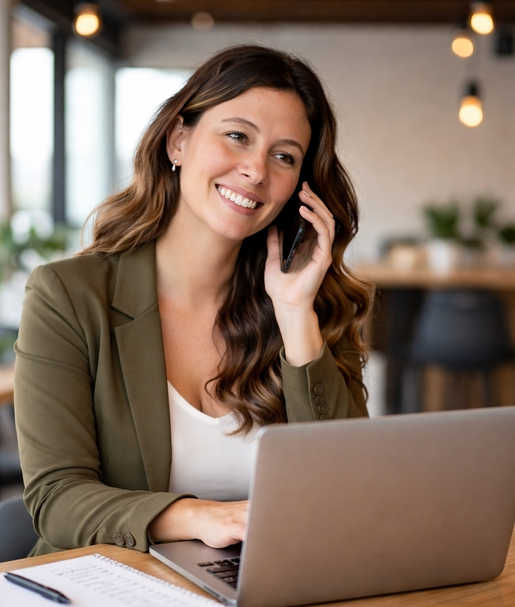 Smiling woman at work desk_edited